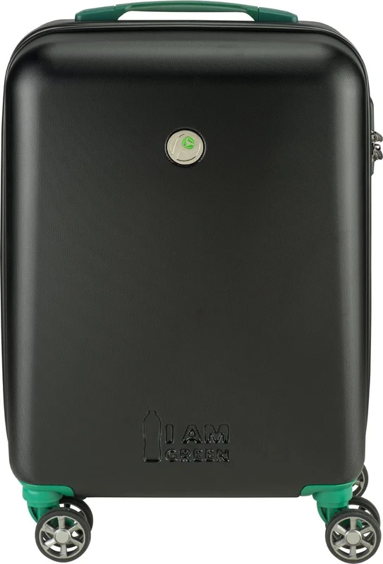 Princess Traveller Atlantic I AM Green Collection Suitcase, Black, Groß 76cm, Hard Shell Trolley with Swivel castors
