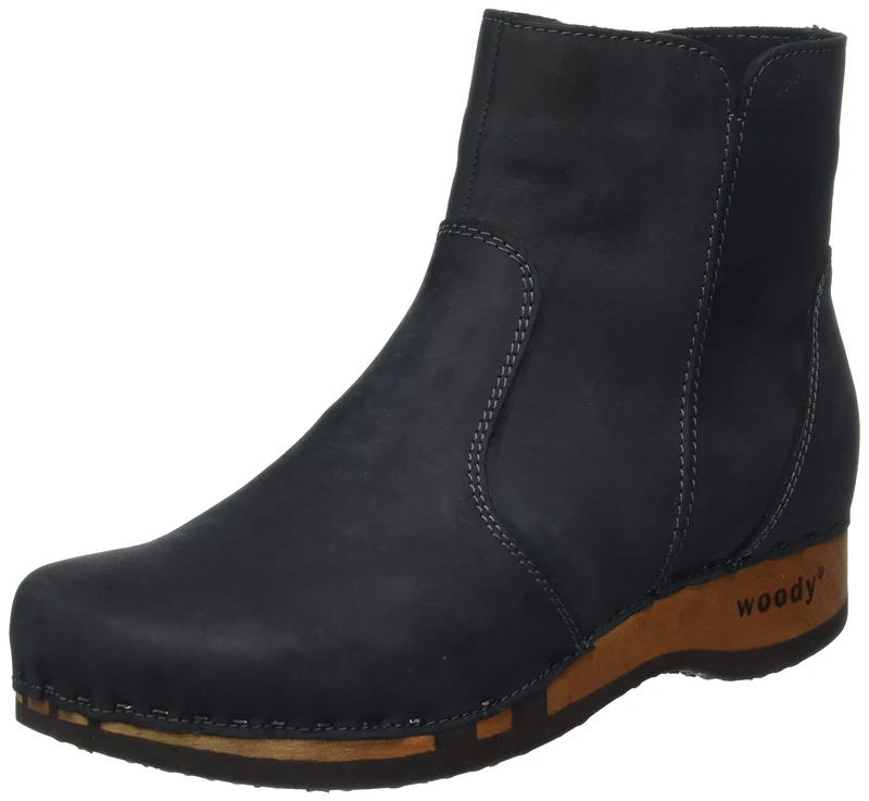 Woody Women's Olga Ankle Boot, Oiled Leather Nero, 6 UK
