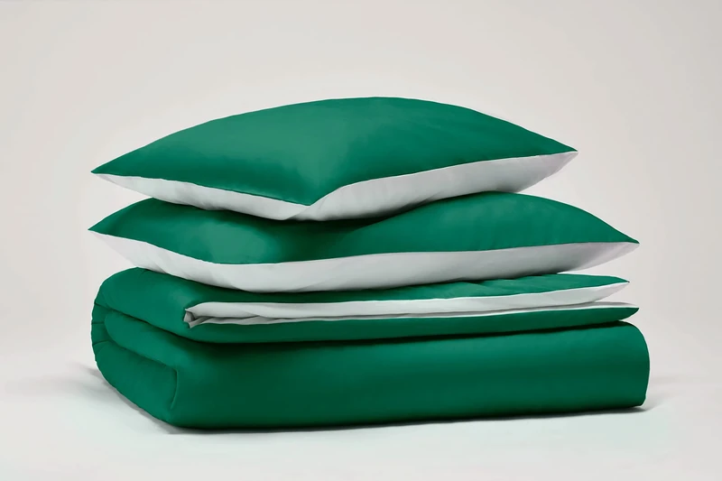 Pantone™ Double Duvet Cover Set 255 x 200 cm 100% Cotton Percale 200 Thread Count Double Sided Green White