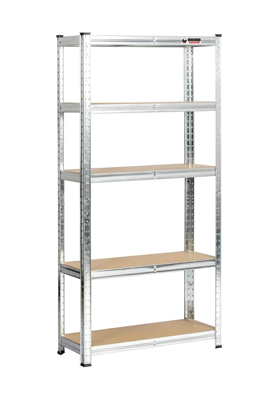Rhino Racking - 2 Bays - 5 Tier Heavy-Duty Industrial Storage Shelves - Galvanised - 150x75x30cm