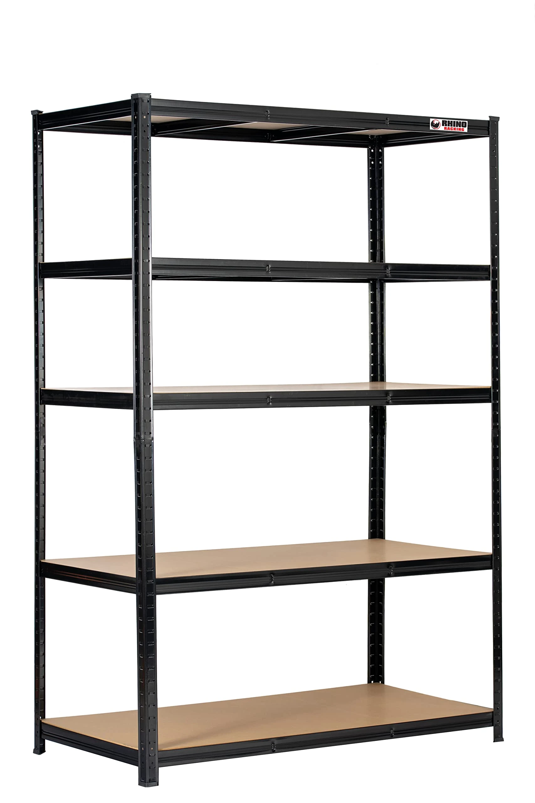 Rhino Racking - 5 Bays - 5 Tier Heavy-Duty Industrial Storage Shelves - Black - 180x120x60cm