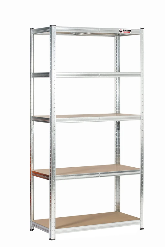 Rhino Racking - 2 Bays - 5 Tier Heavy-Duty Industrial Storage Shelves - Galvanised - 180x90x45cm