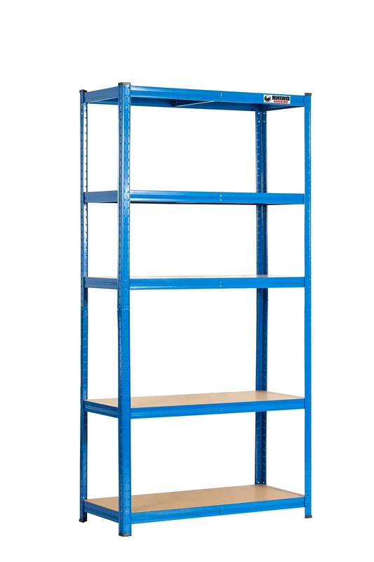Rhino Racking - 5 Tier Heavy-Duty Industrial Storage Shelves - Blue - 180x90x40cm