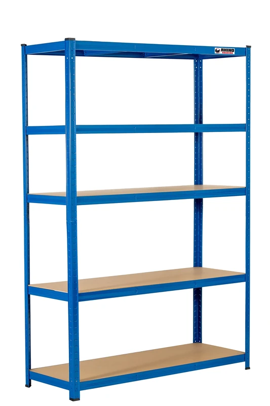 Rhino Racking - 5 Tier Heavy-Duty Industrial Storage Shelves - Blue - 180x120x45cm
