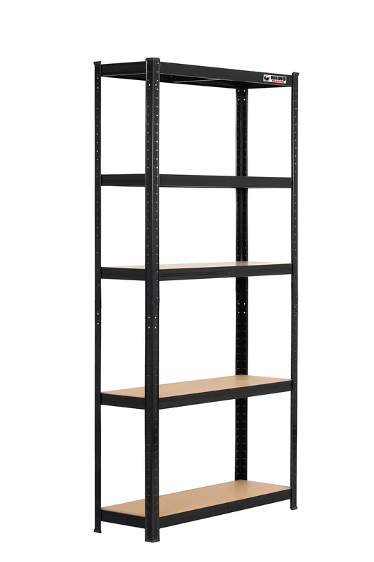 Rhino Racking – 2 Bays - 5 Tier Heavy Duty Garage Shelving Units – Black Storage Shelves – 180x90x30cm – 200kg Load Weight Per Shelf – 1000kg Per Unit – Shed Shelving