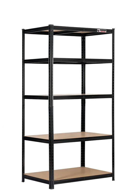 Rhino Racking – 5 Tier Heavy-Duty Garage Shelving Unit – 200kg Load Weight Per Shelf – 1000kg Per Unit – 180x90x60cm - Black - Adjustable Storage Shelves