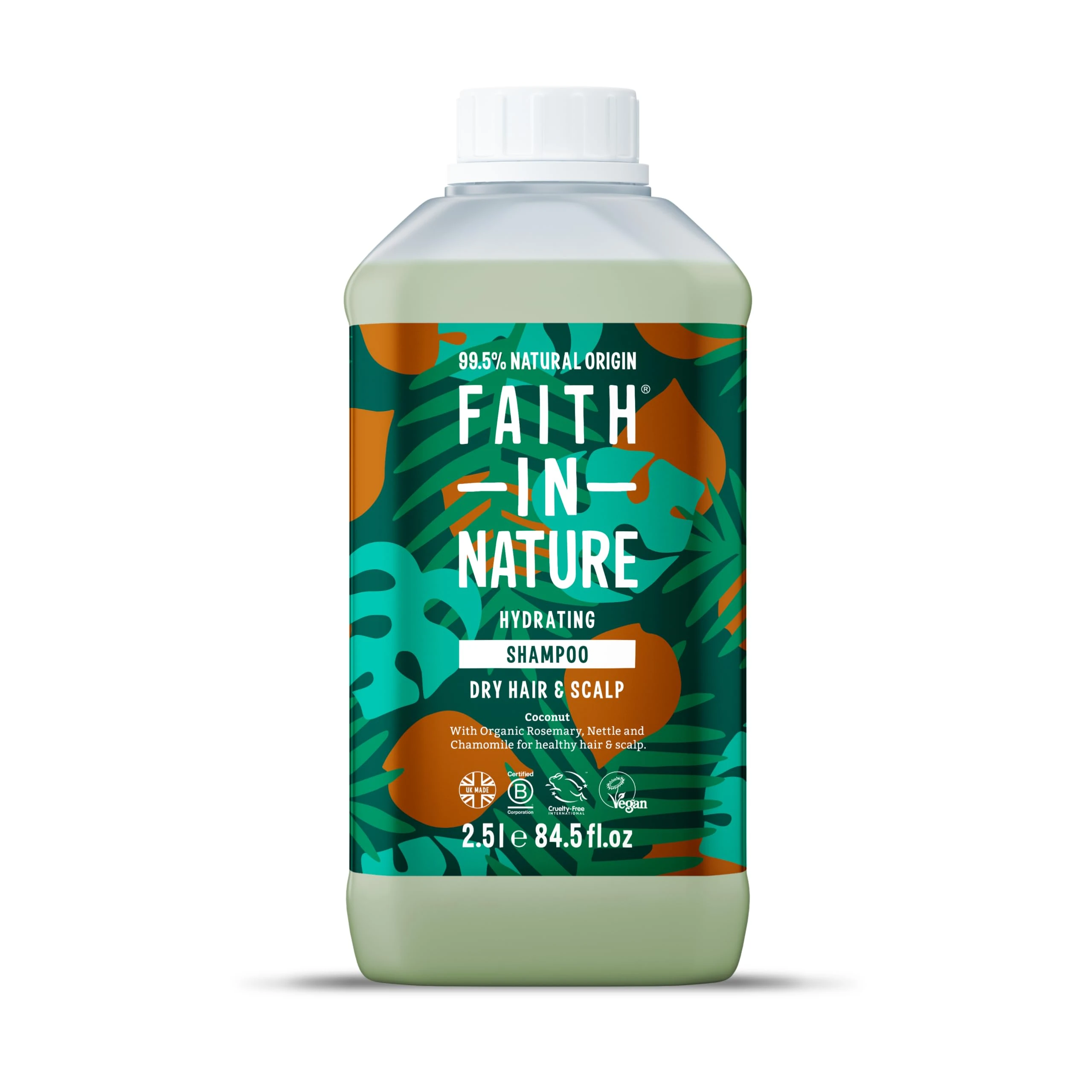 Faith In Nature Organic Coconut Shampoo, Hydrating for Dry Hair & Scalp, Vegan & Cruelty Free, No SLS, Silcones or Parabens, 2.5L Refill