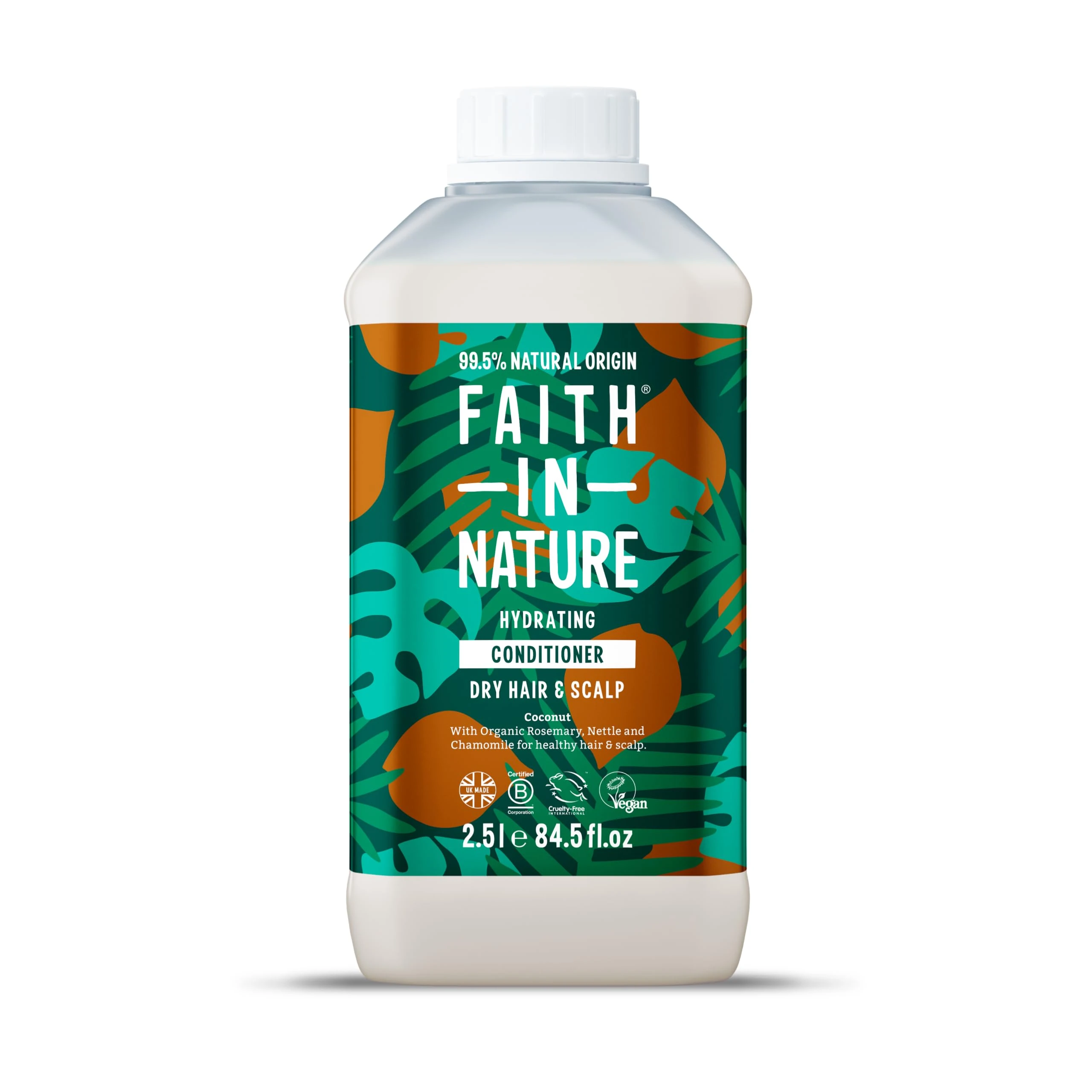 Faith In Nature Organic Coconut Conditioner, Hydrating for Dry Hair & Scalp, Vegan & Cruelty Free, No SLS, Silicones or Parabens, 2.5L Refill