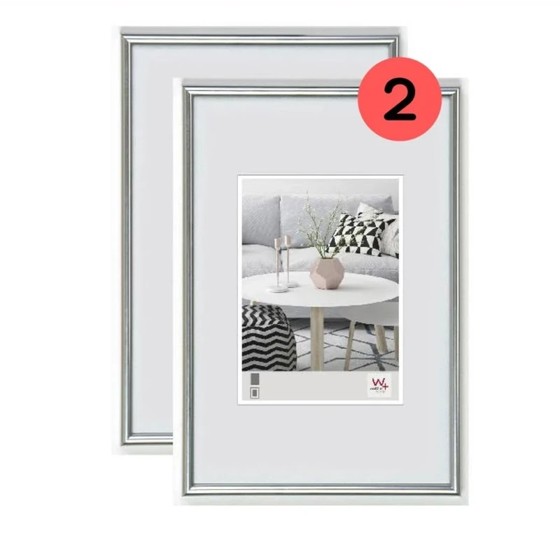 walther Design Picture Frame Silver 40 x 60 cm Twin Pack, Galeria Plastic Frame KS460HD