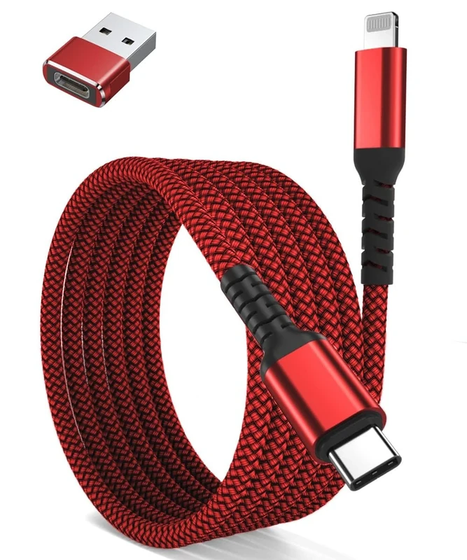 BASESAILOR USB C to Lightning Charger Cable 2M with USB A Adapter,USB Type C Fast Charging Cord Lead for Apple iPhone 14 13 12 11 Mini Pro Max Plus,XS XR X 8 7 6 Plus 5 SE,iPad 8 9 8th 9th Generation