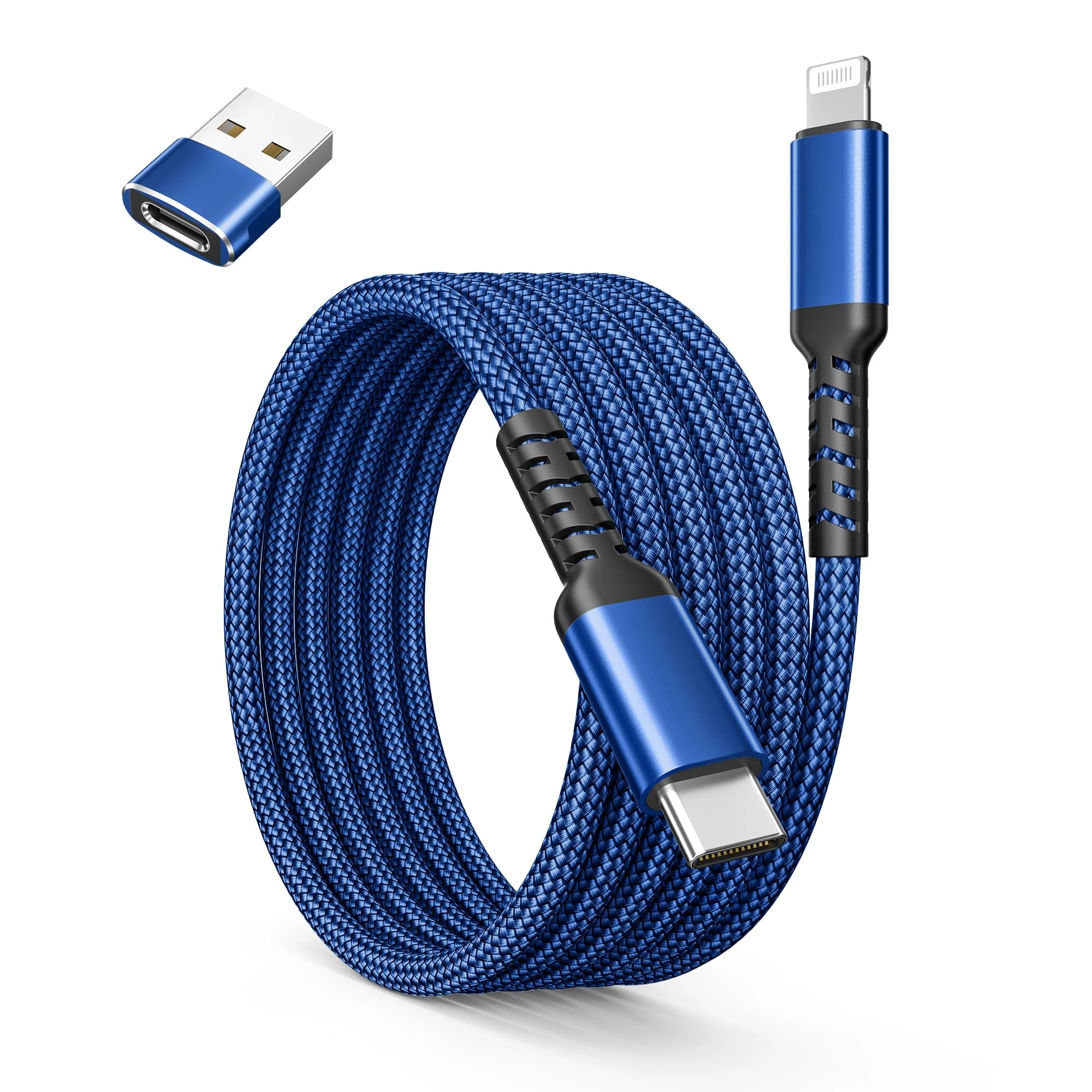 BASESAILOR USB C to Lightning Charger Cable 2M with USB A Adapter,USB Type C Fast Charging Cord Lead for Apple iPhone 14 13 12 11 Mini Pro Max Plus,XS XR X 8 7 6 Plus 5 SE,iPad 8 9 8th 9th Generation