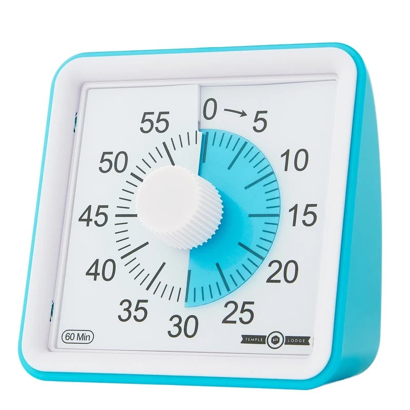 60-Minute Visual Timer- Clock Timer for Kids- Time Management Tool- Silent Countdown Timer-Multipurpose- Practical- Easy to Use (Blue)