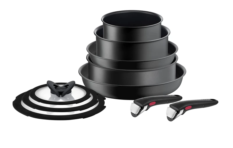 Tefal L76491 Ingenio Ultimate 10-Piece Cookware Set | Stackable | Non-Stick Coating | Suitable for Induction Cookers | Thermal Signal Temperature Indicator | Black