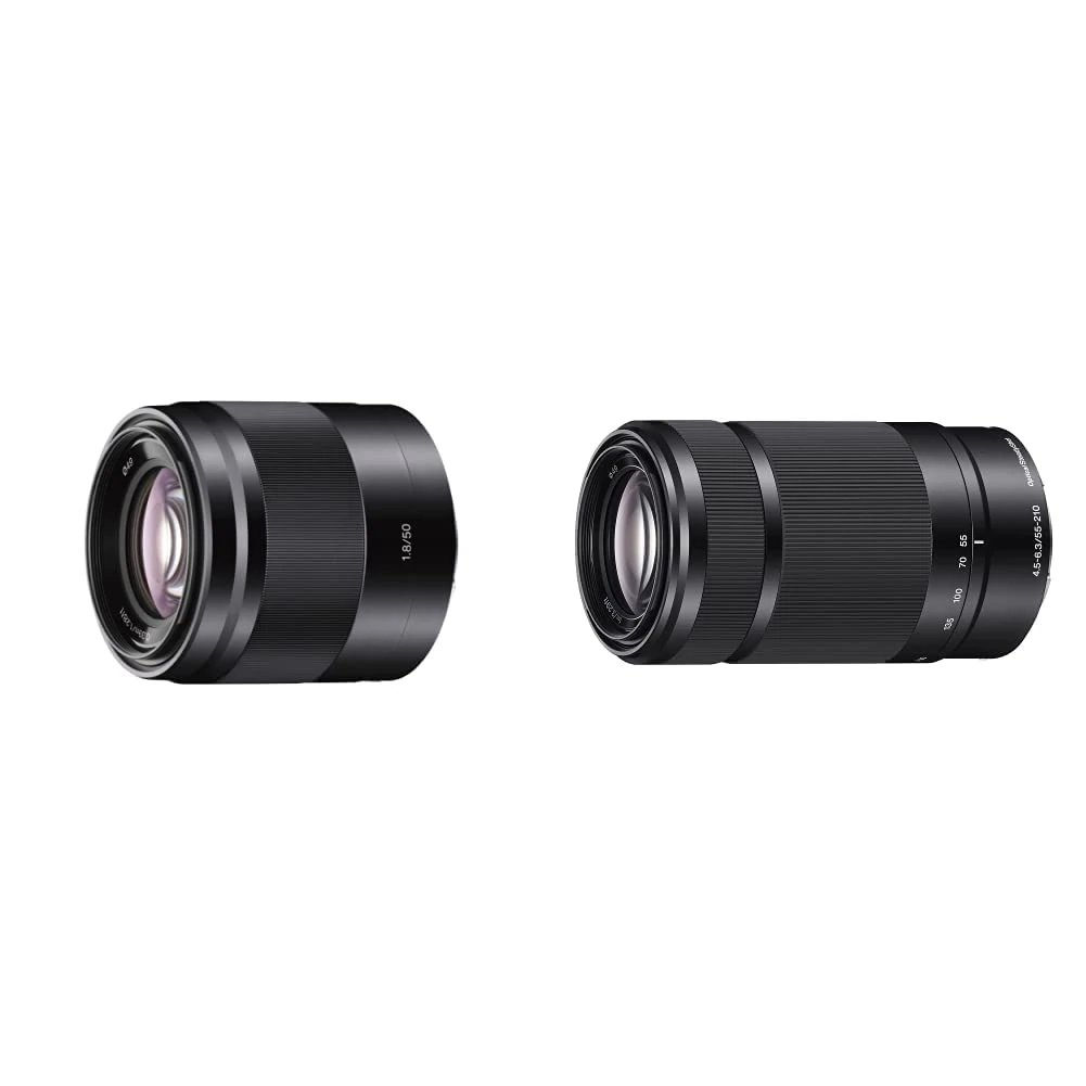Sony SEL50F18 E Mount - APS-C 50mm F1.8 Prime Lens (Black) & SEL55210 E Mount APS-C 55-210 mm F4.5-6.3 Telephoto Zoom Lens - Black