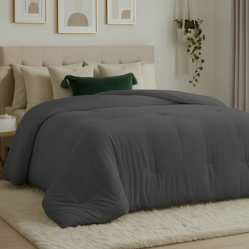Utopia Bedding All Season Down Alternative Bed Comforter King Size Duvet Insert, Grey Comforter with Corner Tabs, Machine Washable