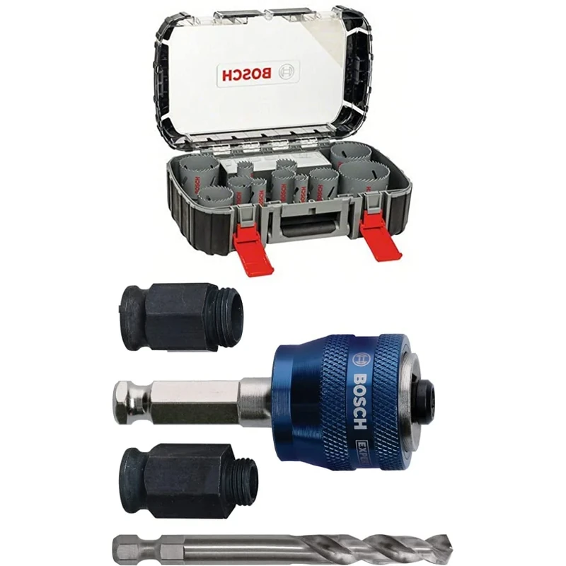 Bosch Professional 17 pcs. HSS Bi-metal Hole Saw Set (for various materials, Ø 20-76 mm) + 4 pcs. Power Change Plus Starter Kit Set