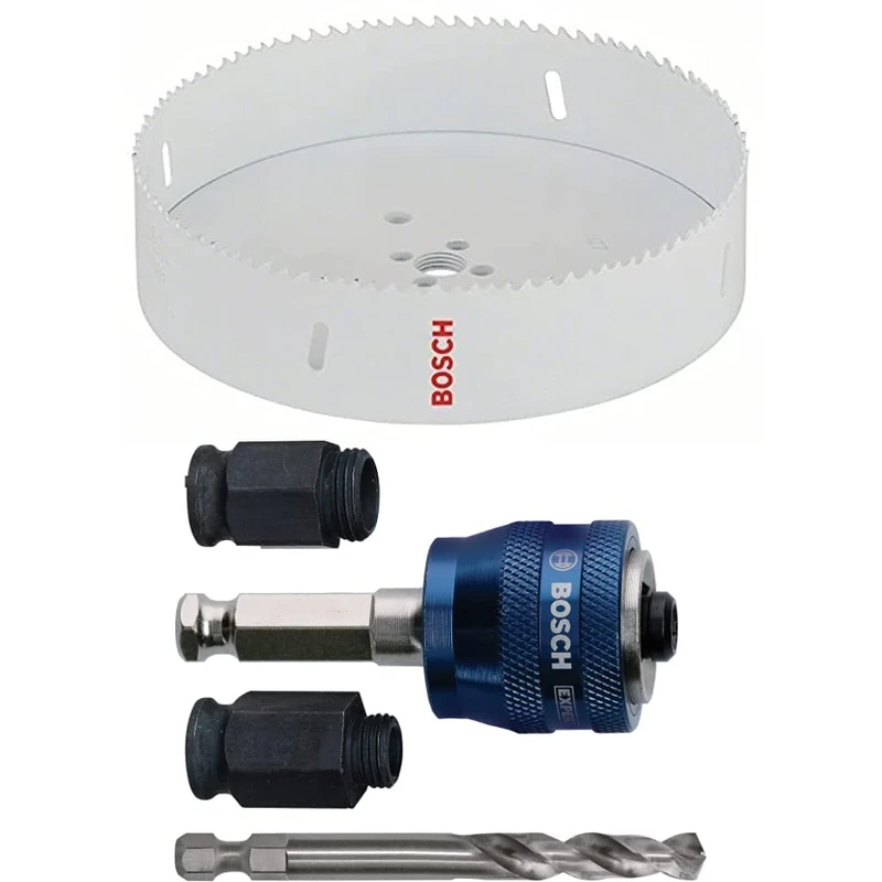 Bosch Professional Hole Saw HSS Bi-metal for standard adapter (for various materials, Ø 177 mm) + 4 pcs. Power Change Plus Starter Kit Set