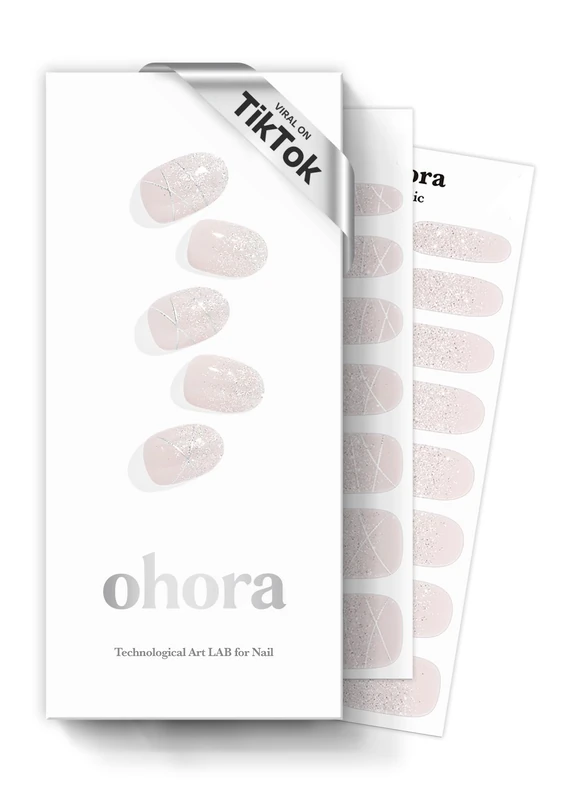 ohora Semi Cured Gel Nail Strips (N Dress Up) - White Patterned