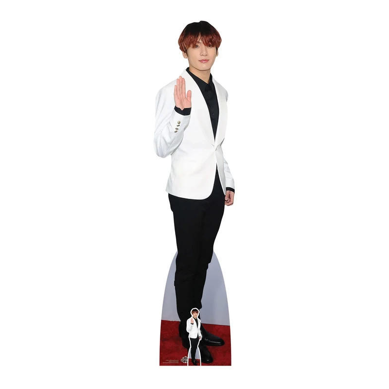 CS973 Jungkook Bangtan Boys White Jeon Jung-kook Waving Lifesize Cardboard Cutout With Free Mini