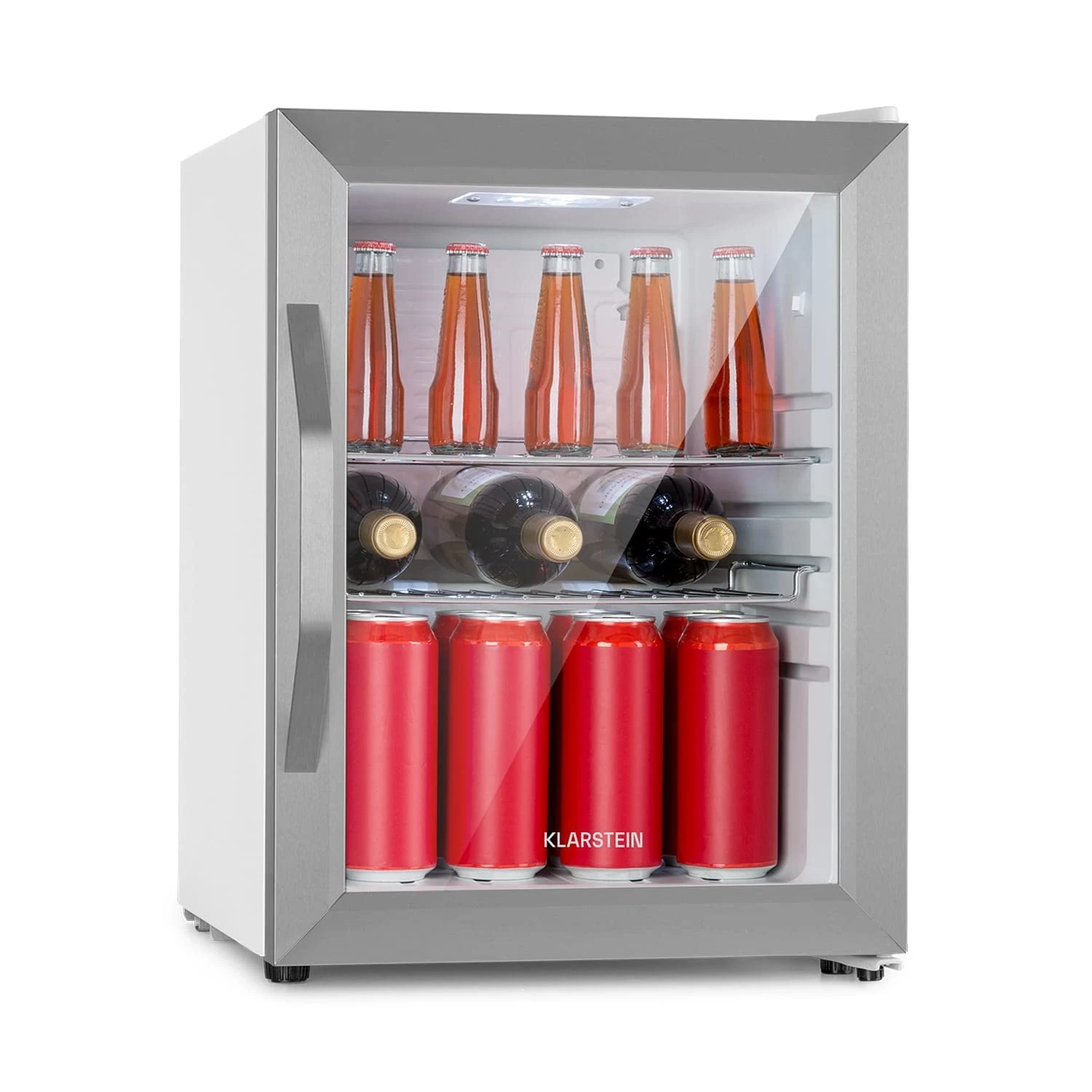 KLARSTEIN Beersafe Crystal White Beer Fridge, Beverage Fridges with Glass Door, Refrigerator, Bottle Fridge with 33 Litres