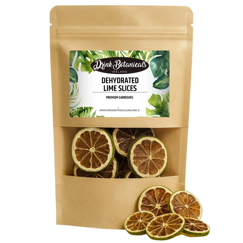 Dried Dehydrated Dried Lime Slices Wheels | 17+ Servings | 100% Natural | Dry Lime for Garnishing Cocktails, Cooking, Baking, Wreaths Drinks | Citrus Fruit Slices | 40 Grams, 1.4 Oz | Drink Botanicals