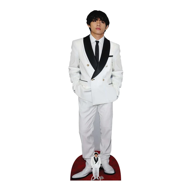 Star Cutouts CS972 V BTS Kim Tae-hyung White Jacket Lifesize Cardboard Cutout with Free Mini – K-Pop Idol Fan Display & Collector Decor