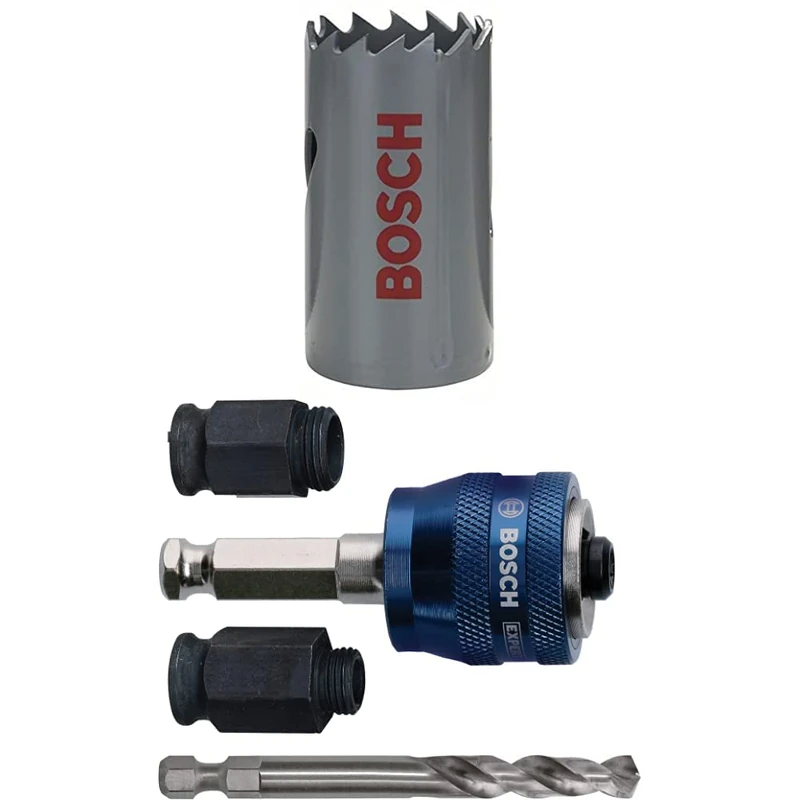 Bosch Professional Hole Saw HSS Bi-metal for standard adapter (for various materials, Ø 29 mm) + 4 pcs. Power Change Plus Starter Kit Set