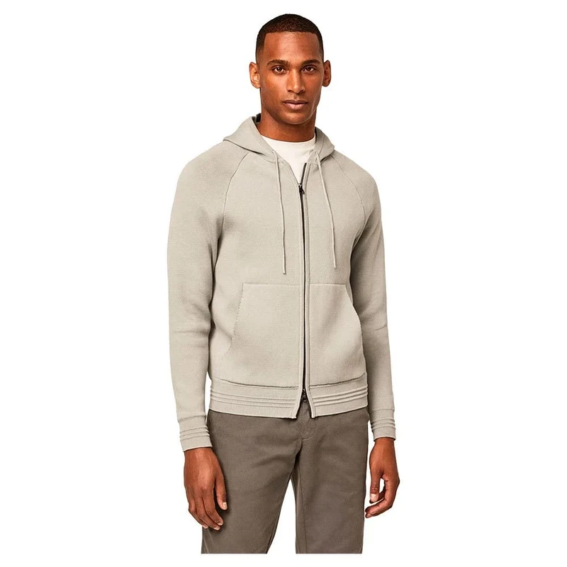 Hackett London Men's Df Knit Hoodie Jumper sweater, Stone/Grey, M UK