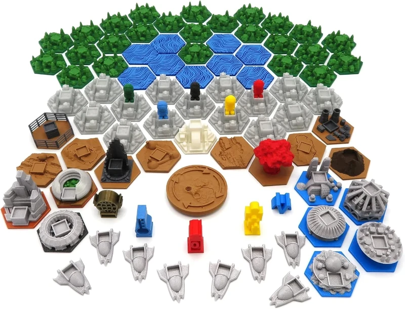 BG Expansions - Complete Premium Pack for Terraforming Mars and Expansions Colonies, Venus Next and Conflicts | 87 3D Pieces | Detailed Tiles, Tokens and Full Color Spaceships
