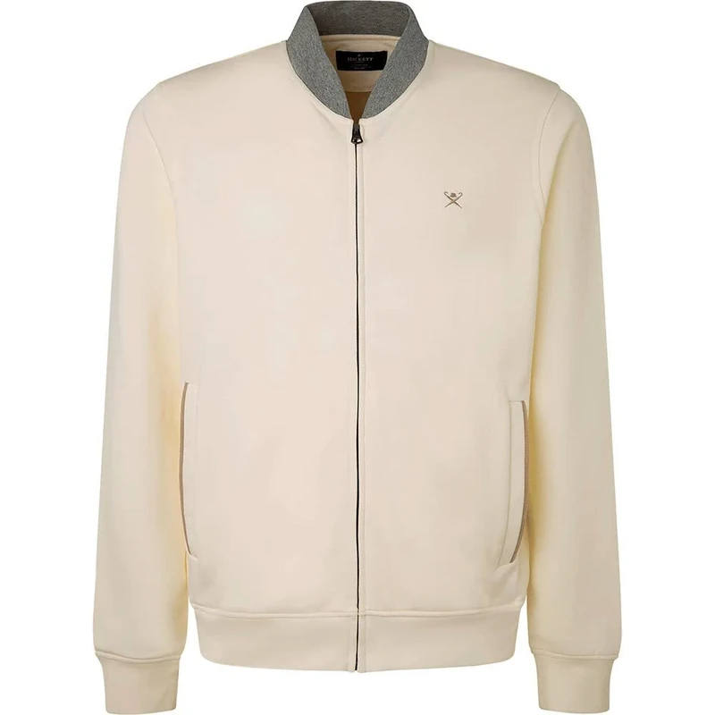 Hackett London Men's Bomber Fz Jacket Sweater, ecru, XXXL
