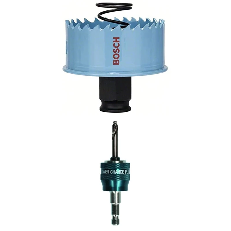 Bosch Professional Hole Saw Sheet Metal (Ø 54 mm) + 1x Power Change Plus Adapter (Socket 3/8" Hexagonal Shank, Incl. HSS-Co Drill Bit 7.15 x 65 mm)