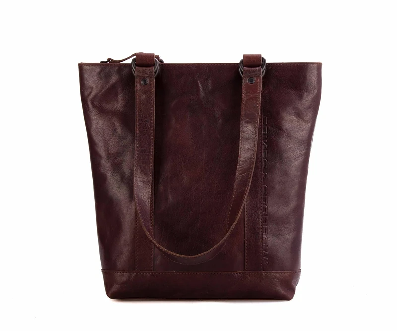 Spikes & Sparrow Laramie Leather Shopper Dark Brown, dark brown, western