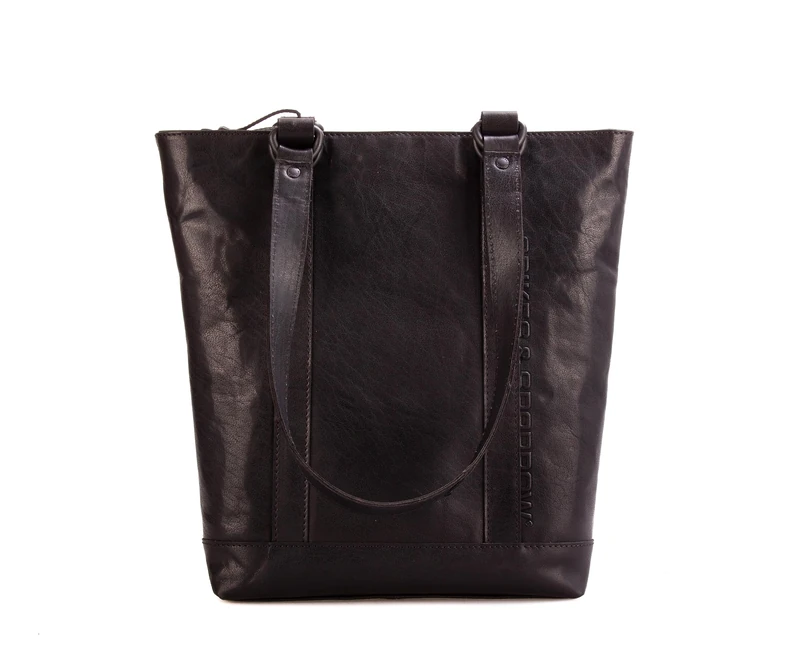 Spikes & Sparrow Laramie Leather Shopper, black, western