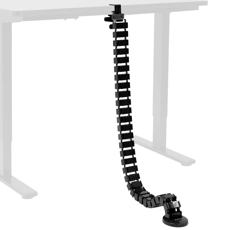 VIVO No Drill Clamp-on Desk Vertebrae Cable Management Kit, Adjustable Quad Entry Flexible Cord Organizer for Home Office, Black, DESK-AC01P-B