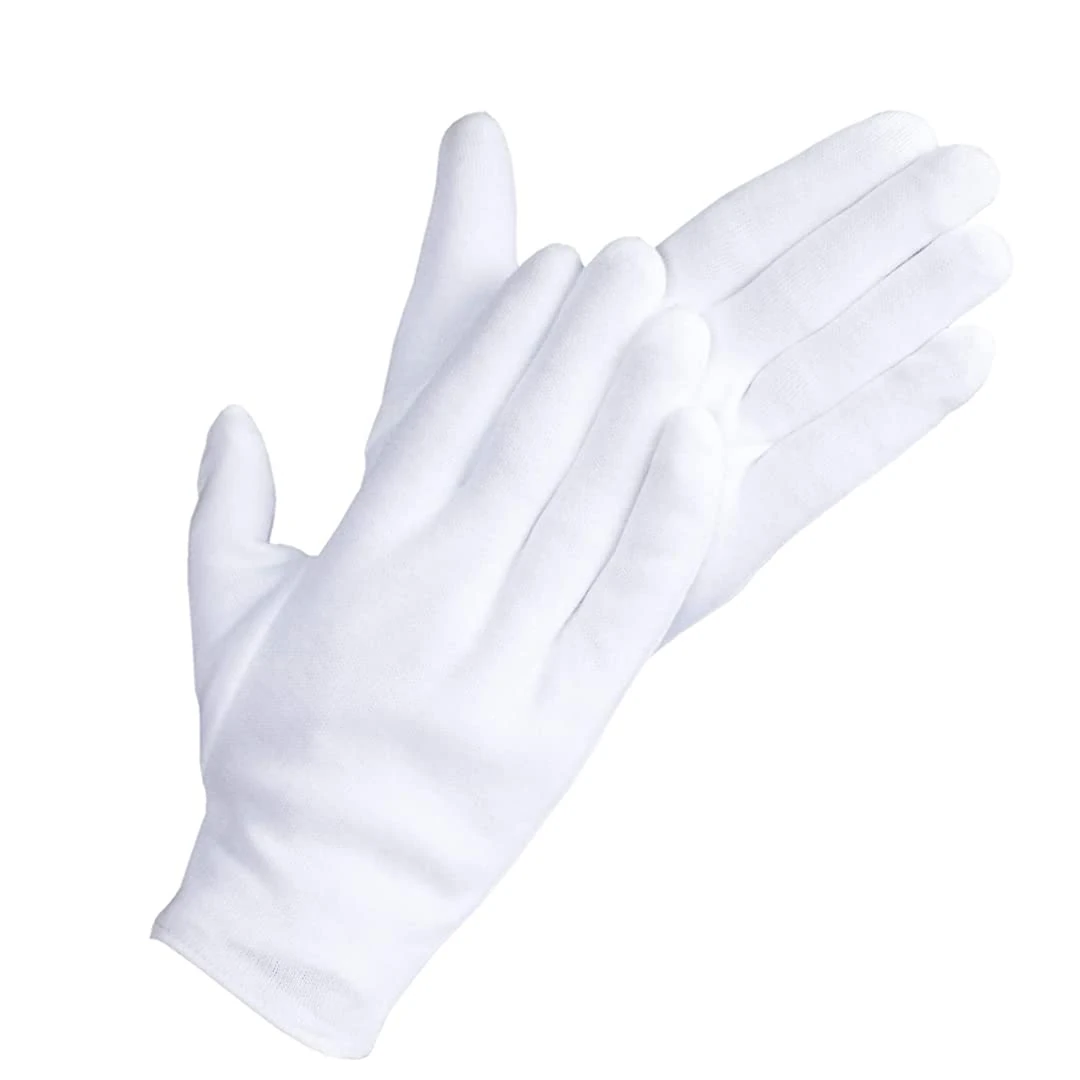 DOVORTEX 20 Pcs White Cotton Gloves for Eczema, Dry Hands, Moisturizing, Inspection, Coin Handling and Jewelry