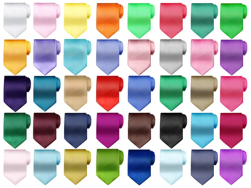 Tarpop 40 Pieces Men's Solid Ties Pure Color Ties Set Classic Men Formal Business Necktie Ties for Formal and Casual Occasions, Assorted Colors, Colorful, One size