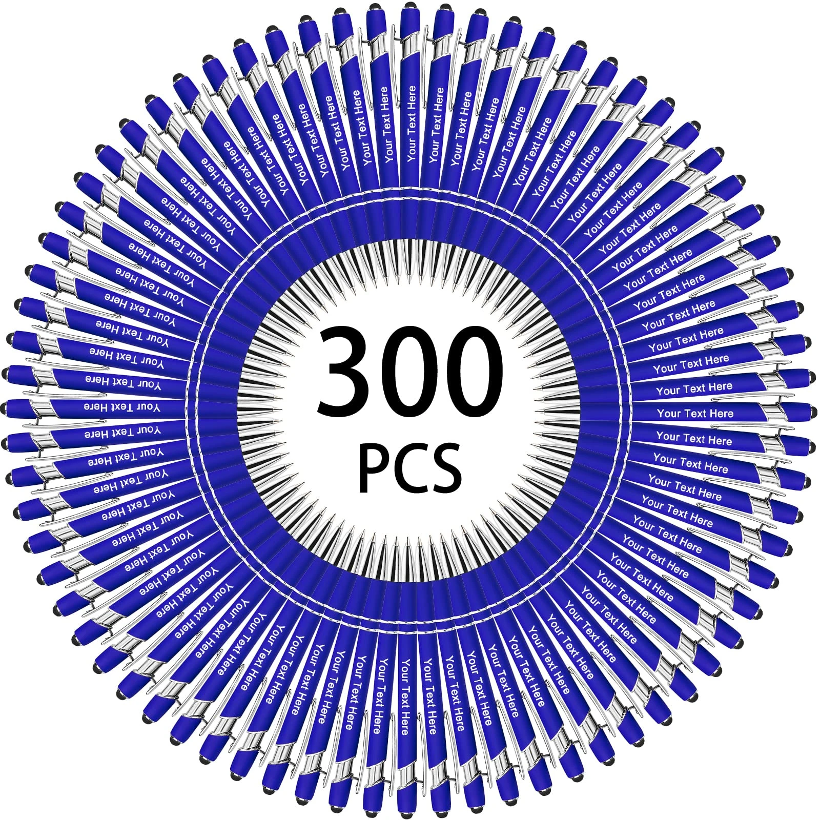 Hapelf Up to 500 Bulk Custom Pens Personalised Engraved Laser Ballpoint Promotional Pens with Names Stylus Tip Retractable Black Ink Pen for Women Men Wedding Christmas 300 Pcs