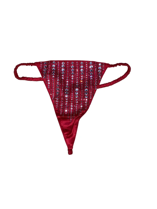 Victoria's Secret Ruched Strap Shine V-String Panty Color Red New, Red, S