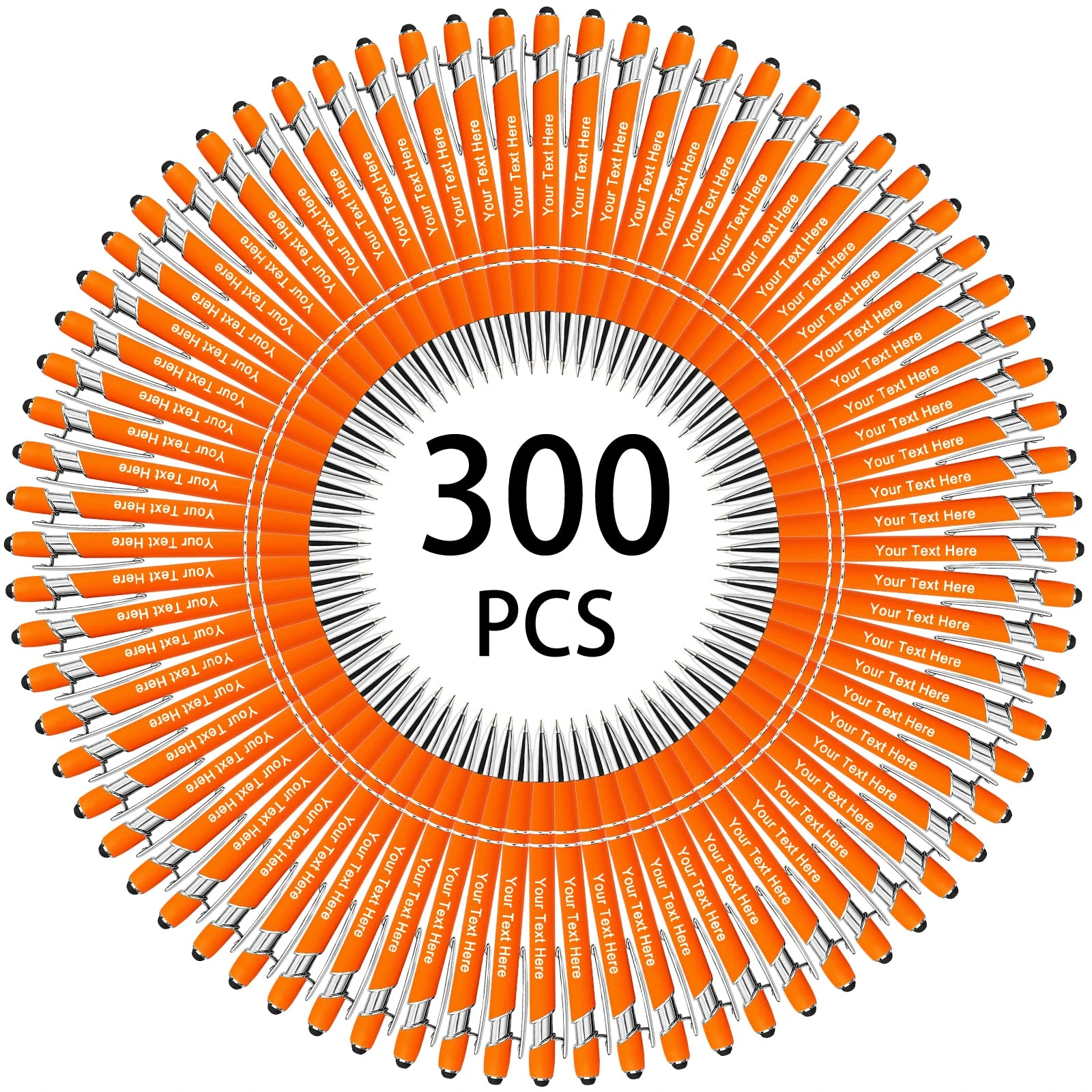 Hapelf Up to 500 Bulk Custom Pens Personalised Engraved Laser Ballpoint Promotional Pens with Names Stylus Tip Retractable Black Ink Pen for Women Men Wedding Christmas 300 Pcs