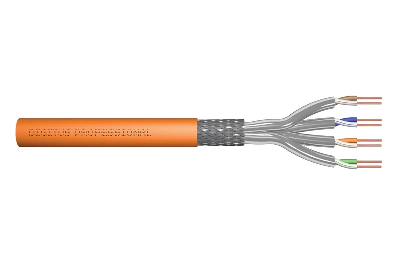 Digitus Network Cable Cat-7 250 m S-FTP Installation Cable - Simplex - Dca LSZH-3-1200 MHz - AWG 23/1 Copper - Orange