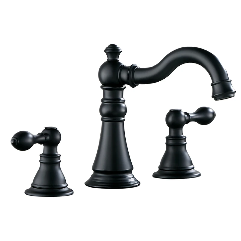 Derengge F-8805P-MT Two Handle Bathroom Sink Faucet with Pop up Drain, 8 Inch Widespread Bathroom Faucet, Meets cUPC NSF 61-9 AB1953, Matte Black Finished