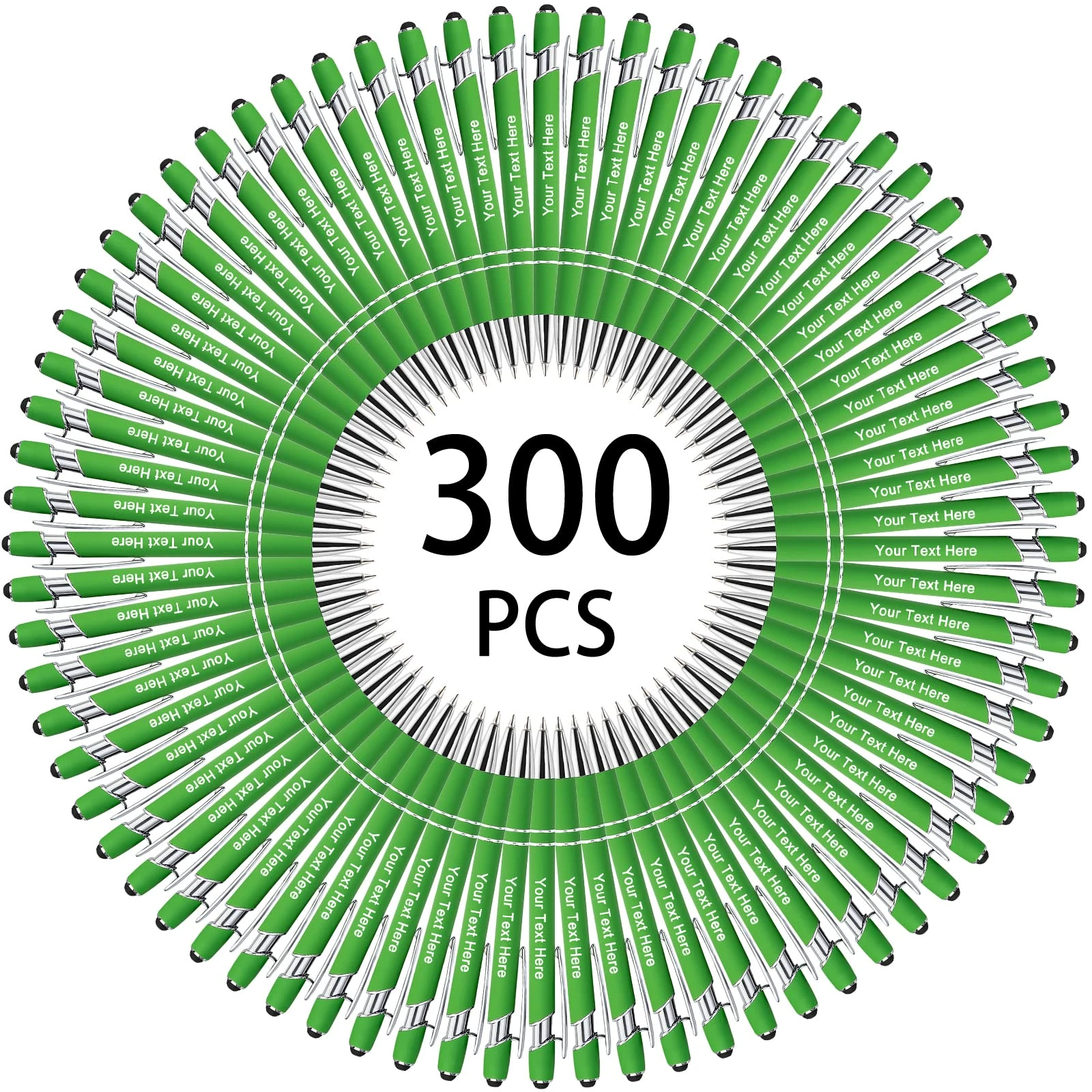 Hapelf Up to 500 Bulk Custom Pens Personalised Engraved Laser Ballpoint Promotional Pens with Names Stylus Tip Retractable Black Ink Pen for Women Men Wedding Christmas 300 Pcs