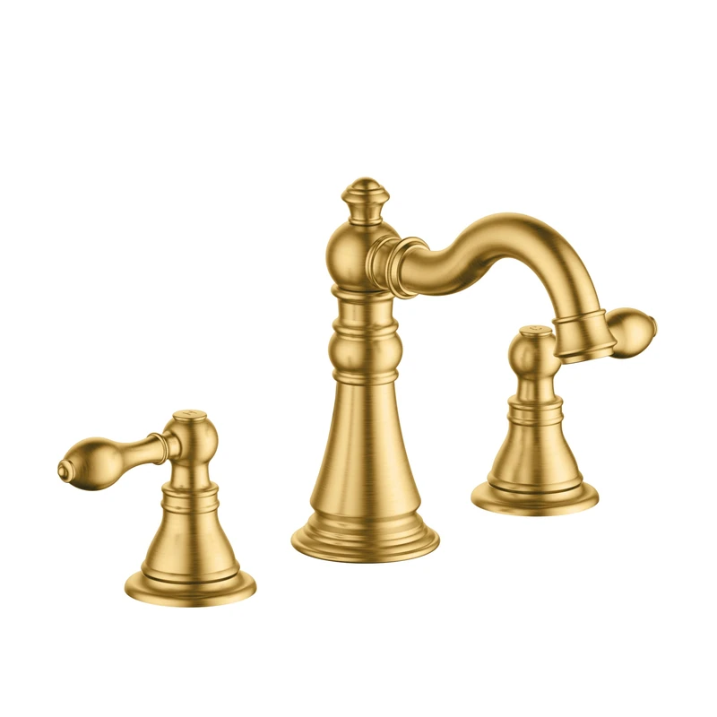 Derengge F-8805-BG Two Handle Bathroom Sink Faucet with Pop up Drain, 8 Inch Widespread Bathroom Faucet, Meets cUPC NSF 61-9 AB1953, Brushed Gold Finished