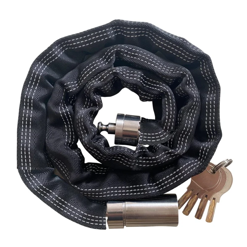 FIGODE Stainless Steel 304 Chain and Lock with 4 Keys, Anti Rust, 110 cm Long Chain, Ideal for Moto, Scooter, Bike, Box Truck and Door - Image 1