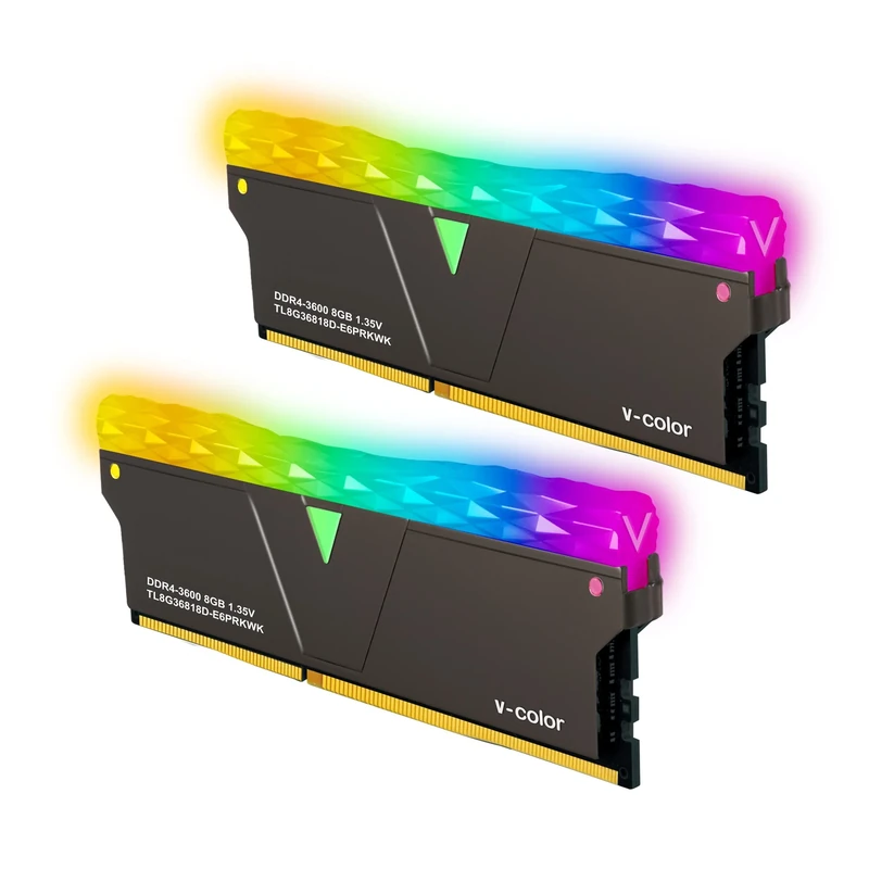 V-Color Prism Pro RGB U-DIMM (Black H/S) 16GB (2x8GB) 3600Mhz 1Gx8 1.35V Gaming Performance Memory - TL8G36818D-E6PRKWK