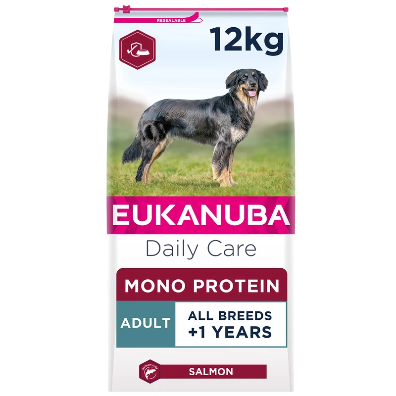 Eukanuba Mono-Protein Hypoallergenic Complete Dry Dog Food for Adult Dogs with Salmon 12 kg