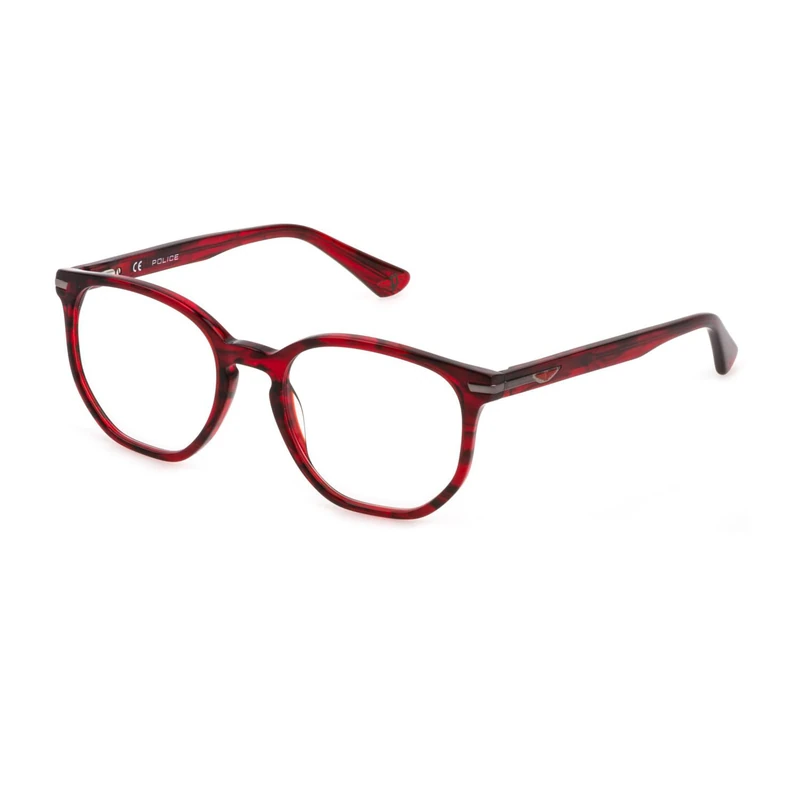 Police VK104 Glasses, Shiny Striped Red Havana, 49 for Kids