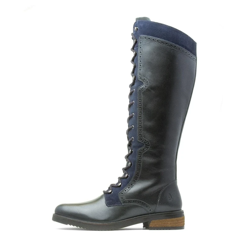 Hush Puppies Female Rudy Zip Up Lace Up Long Boot, Navy, 3