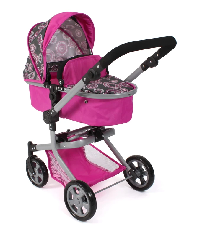 Bayer Chic 2000 595-87 Mika Combination Doll's Pram for Dolls up to 52 cm, 2-in-1 Children's Pram, Hot Pink Pearls