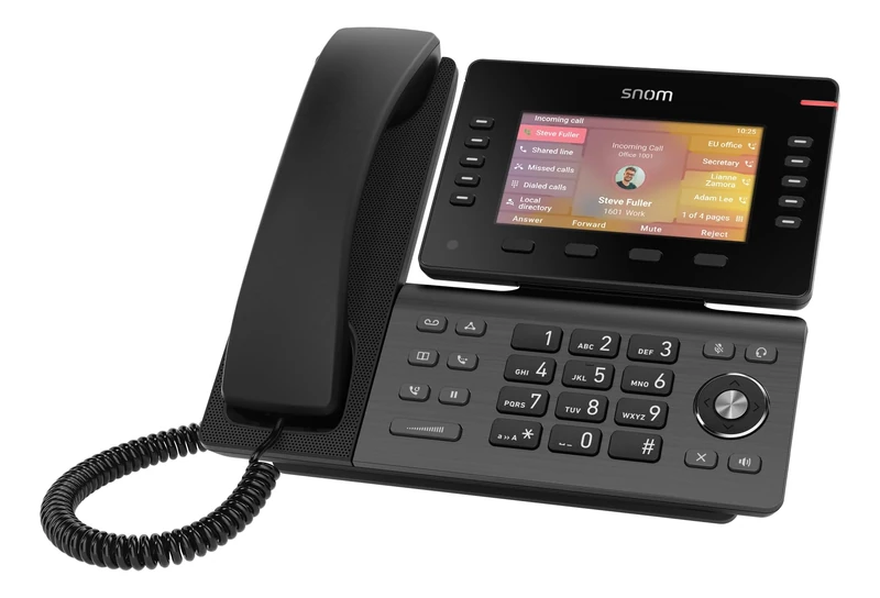 Snom D865 IP Telephone, SIP Desk Telephone, 5 Inch IPS Colour Display 1280 x 720 Pixels, 12 SIP Identities, 10 Programmable Function Buttons, WiFi NFC, Bluetooth, Black, 00004536